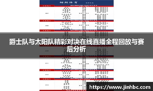 爵士队与太阳队精彩对决在线直播全程回放与赛后分析